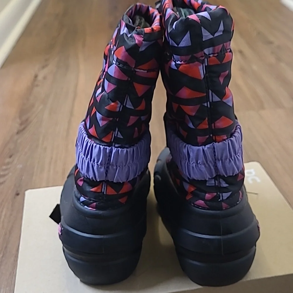 Sorel‎ Black Kids' Snow Boots with Pink & Purple Triangle Print